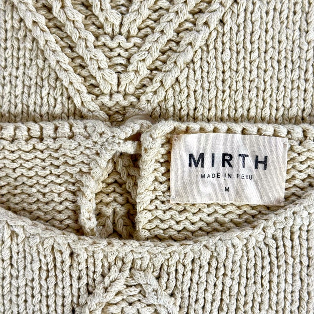 MIRTH Peru Hand Knit Cotton Sweater Tunic Geometric Boho Coastal Oversized M - Picture 5 of 7